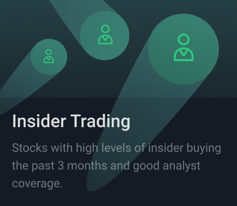 Insider trading stock collection. Stocks with high levels of insider buying over the past 3 months with good analyst coverage